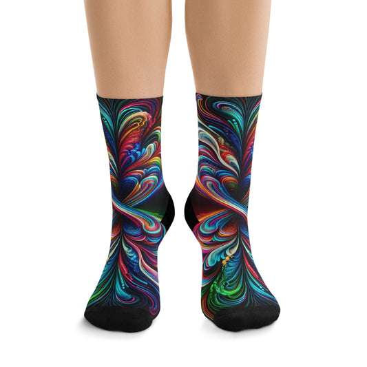 TDB Vibrant Glowing Infinity Weave. Trippy Recycled Poly Socks