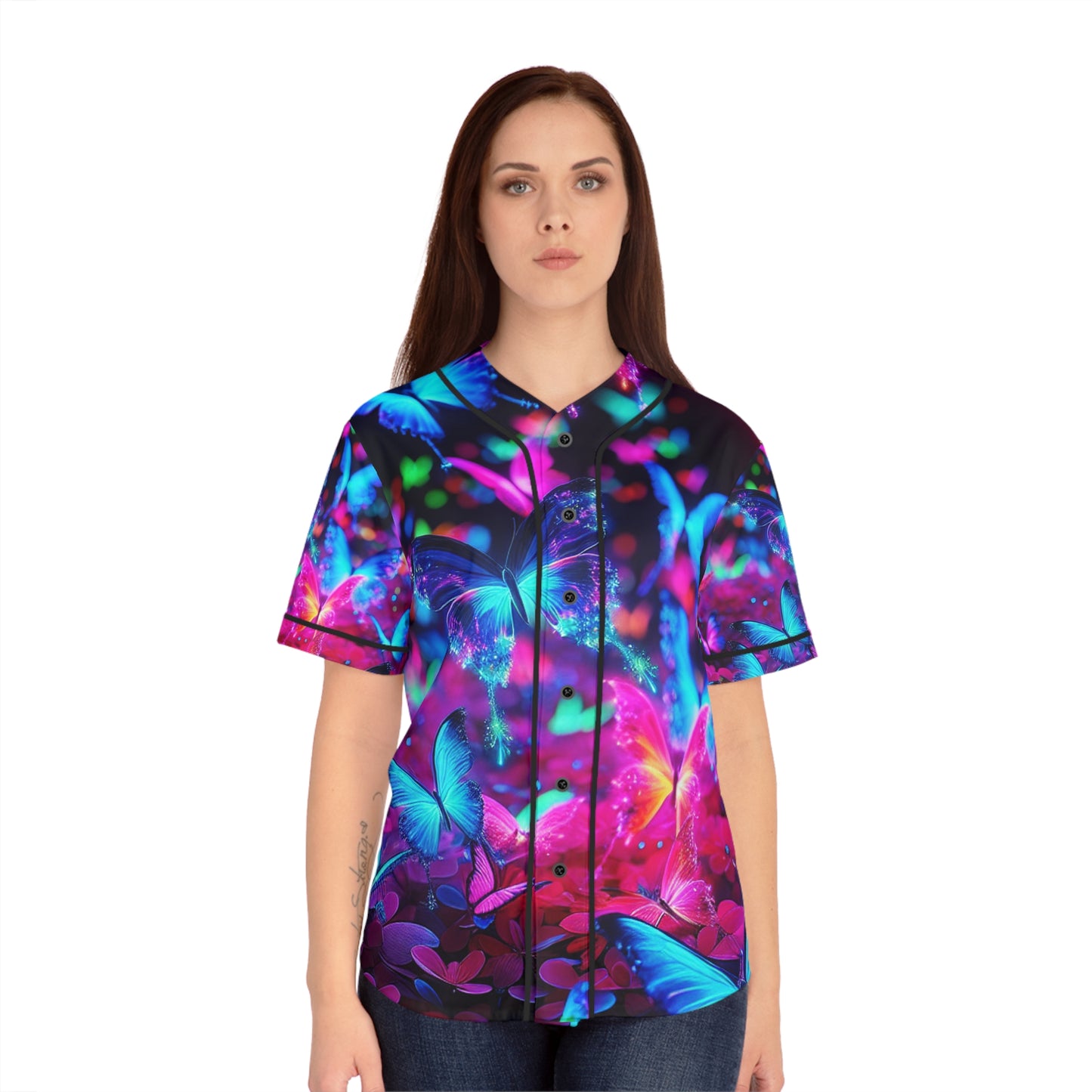Electric Butterfly Dreamscape Neon Butterflies Womans Jersey