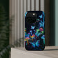 "Neon Dreamscape" Neon Butterflies and Mushrooms Premium Art Magsafe Magnet Tough IPhone 13 14 15 Pro Plus Max and Mini in Matte and Glossy Phone cases
