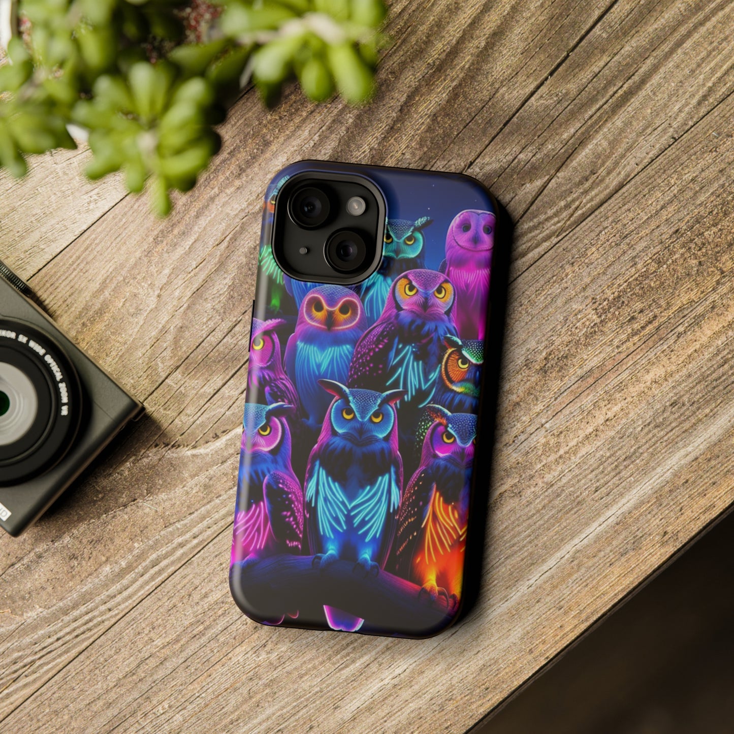 Neon Nocturne Owls. Neon Owls Premium Art Magsafe Magnet Tough IPhone 13 14 15 Pro Plus Max and Mini in Matte and Glossy Phone cases