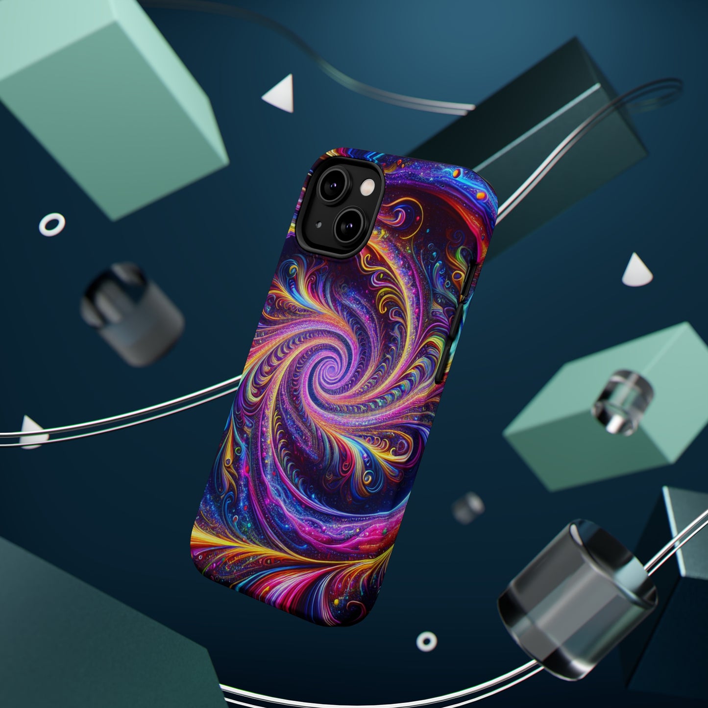 Vivid Psychedelic Cosmic Euphoria. Neon Trippy Infinity Patterns Premium Art Magsafe Magnet Tough IPhone 13 14 15 Pro Plus Max and Mini in Matte and Glossy Phone cases