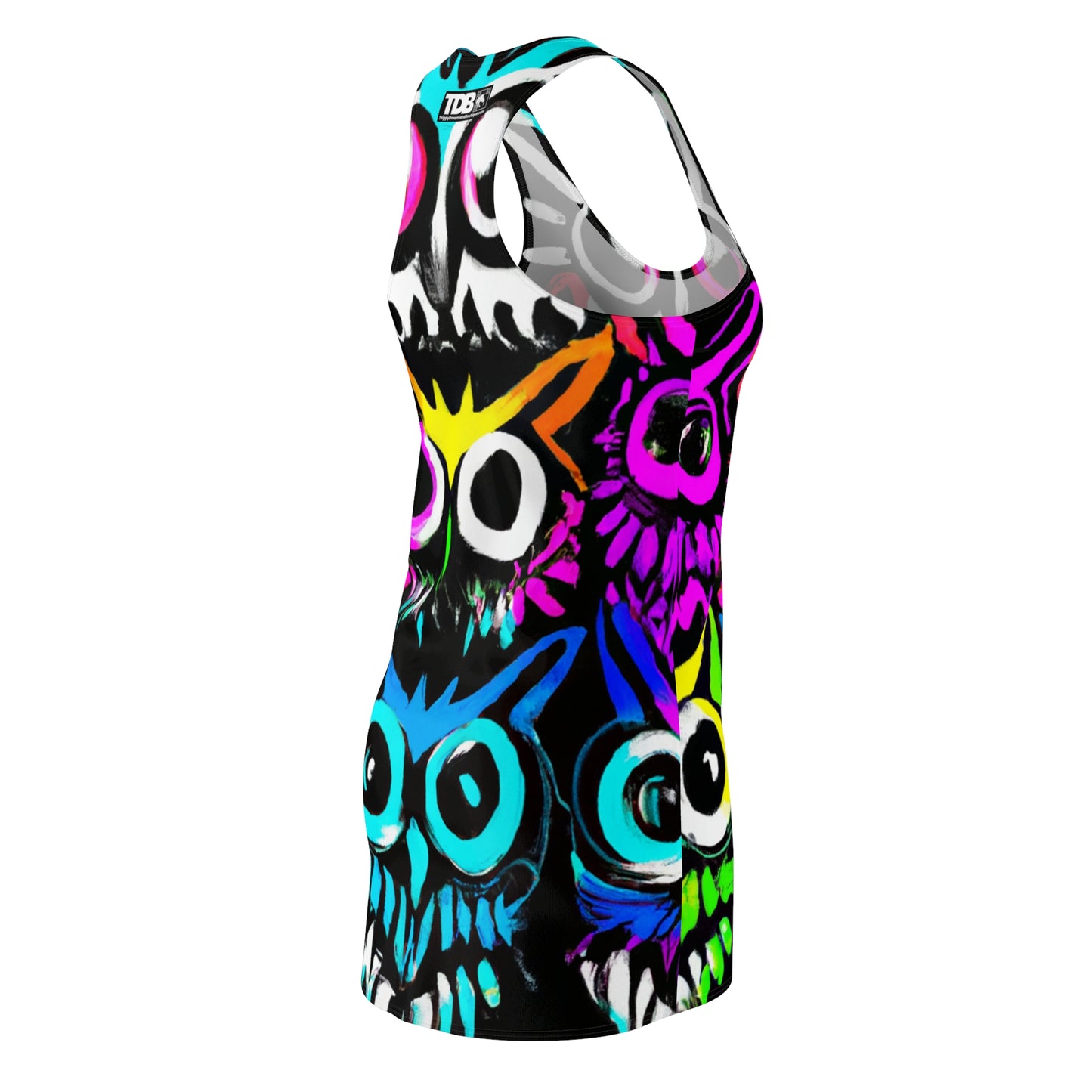 TDB Racerback Dress - Psychedelic Owl Cut & Sew Summer Fashion for Women