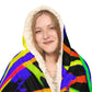 Neon Owls in Flight - NEON Owls Art Hooded Snuggle Blanket