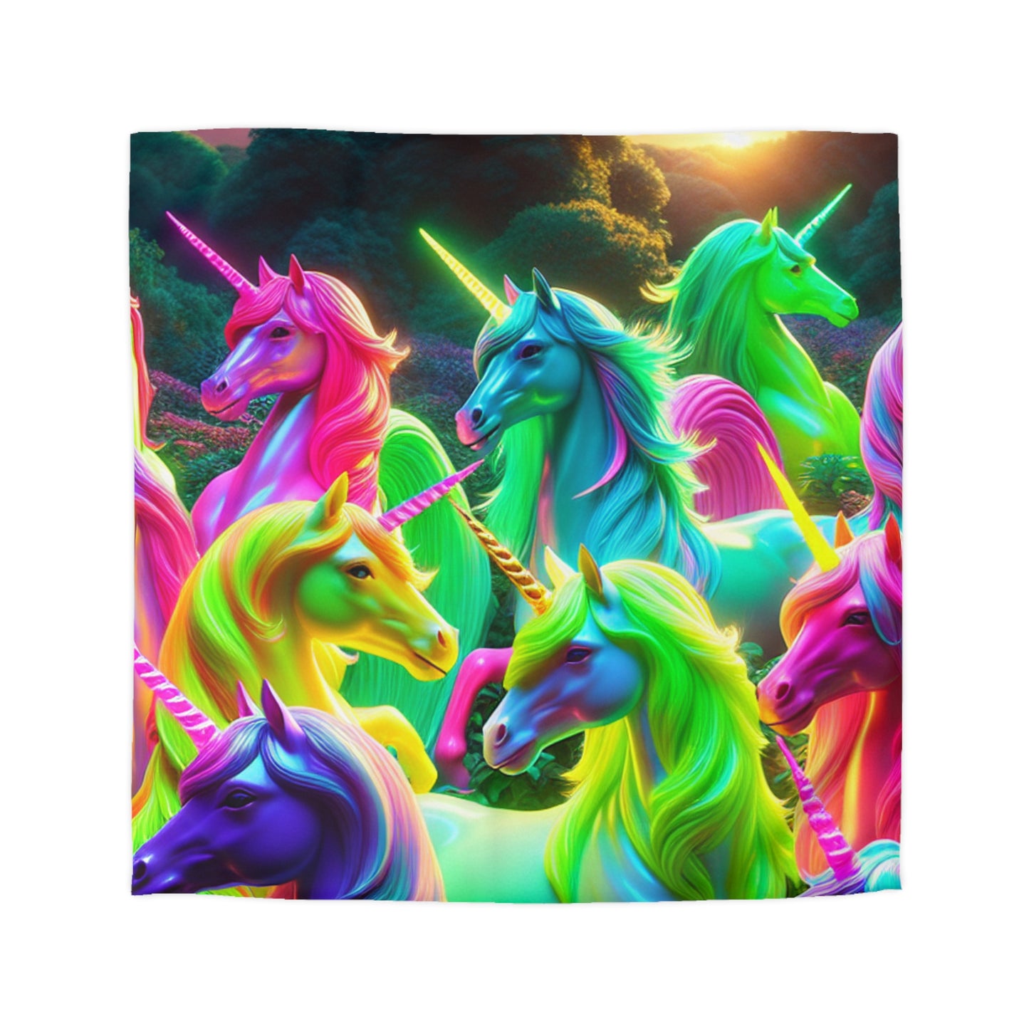 Alessandro di Vanetti - NEON Unicorns Microfiber Duvet Cover