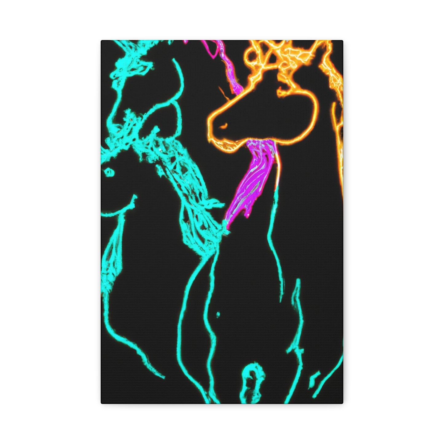 "Neon Splendour of Unicorns" NEON Unicorns Art Canvas