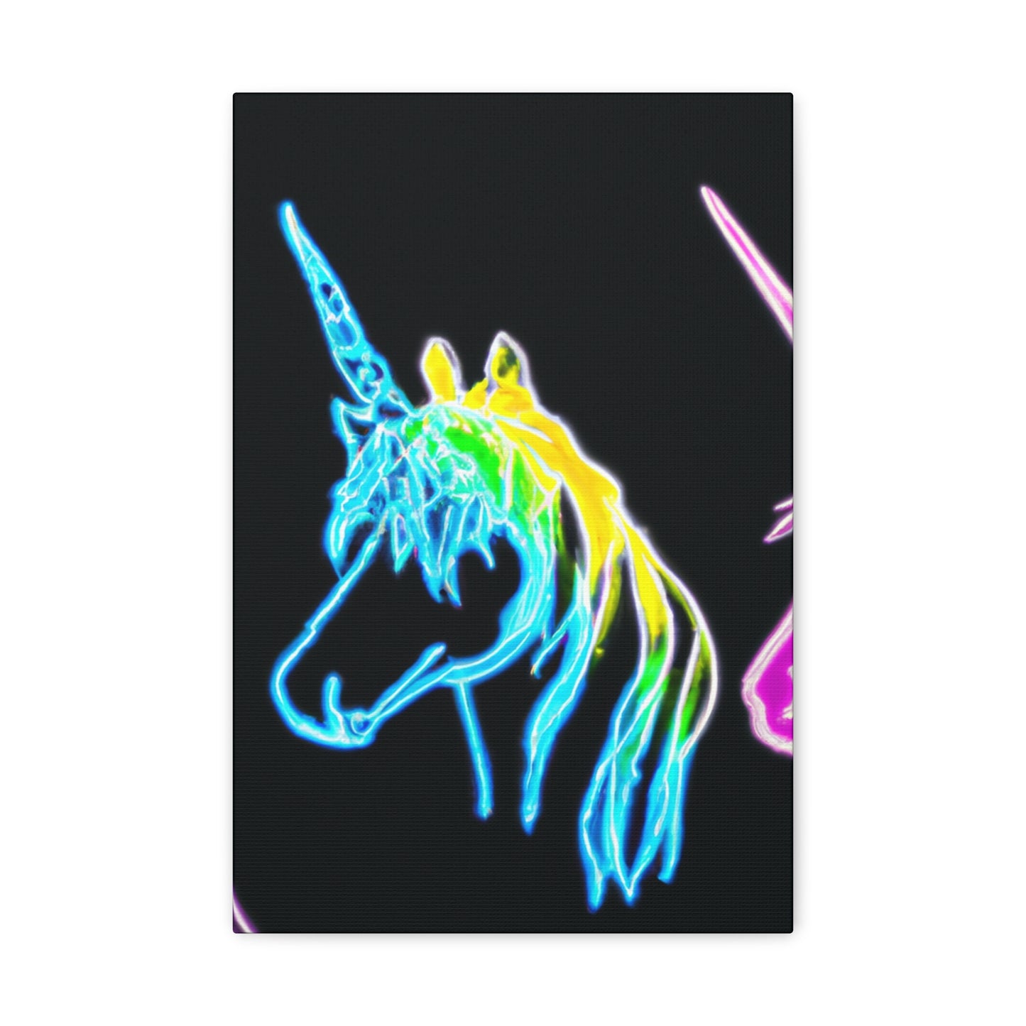 "The Glowing Rainbow Herd" NEON Unicorns Art Canvas