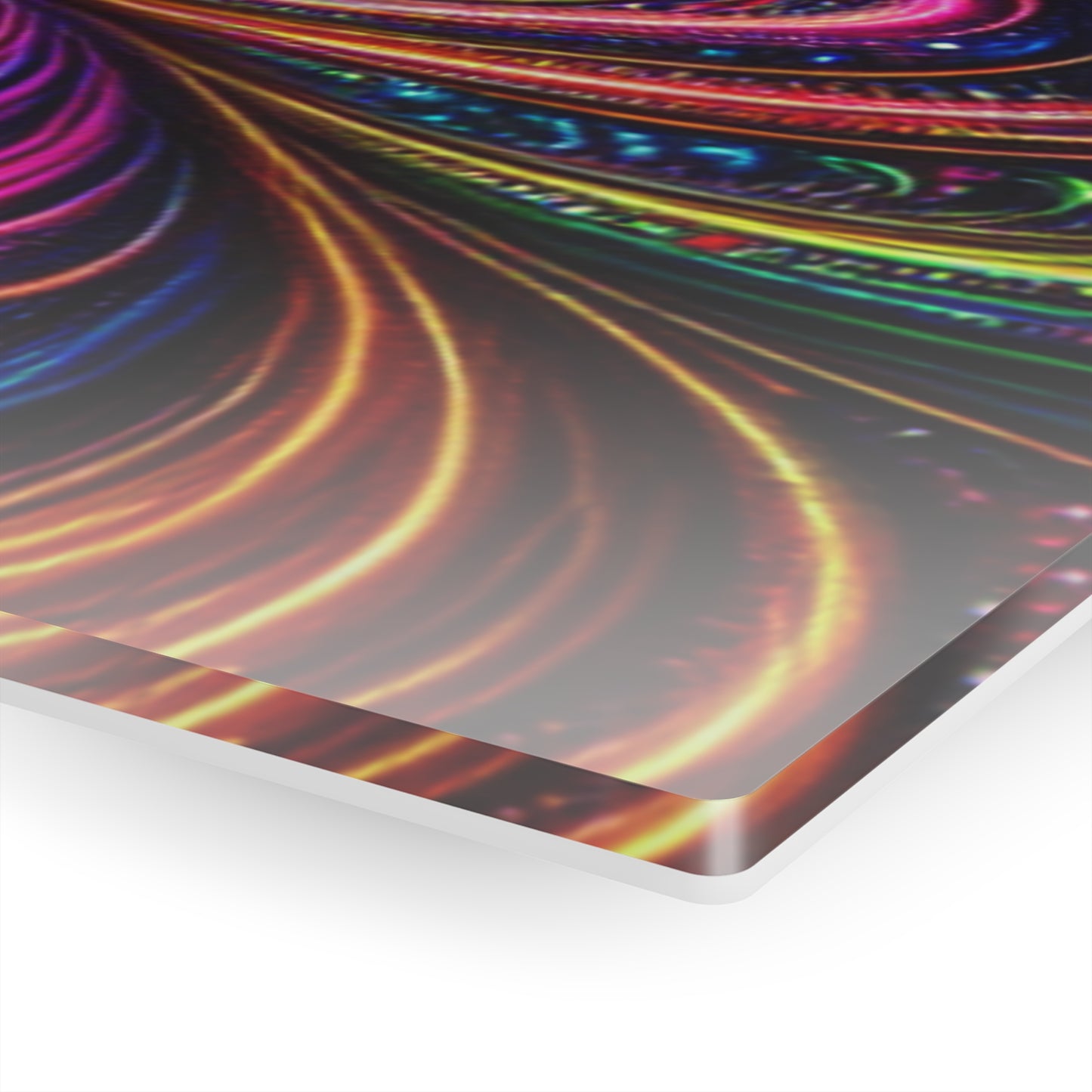 Electric Psychedelic Neon Vortex. Trippy infinity Pattern 1/4" Glossy Acrylic Art