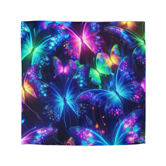 Giovanni Guercio - NEON Butterflies Microfiber Duvet Cover