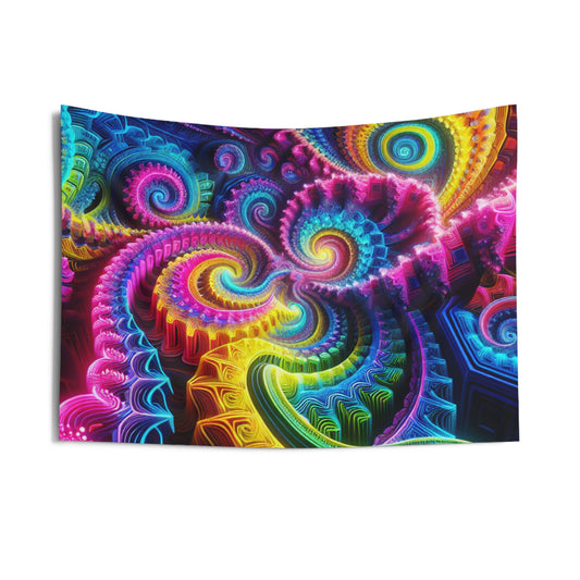Neon Infinity Vortex. Infinity Patterns Art Tapestry