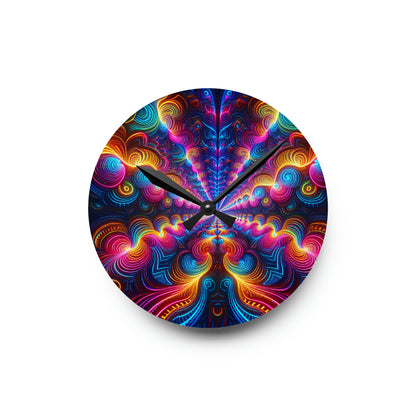 "Infinite Neon Trippiness" Infinity Patterns Art Acrylic Clock