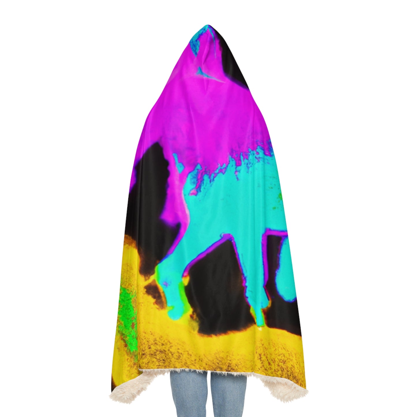 "Neon Dreamscape" - NEON Unicorns Art Hooded Snuggle Blanket