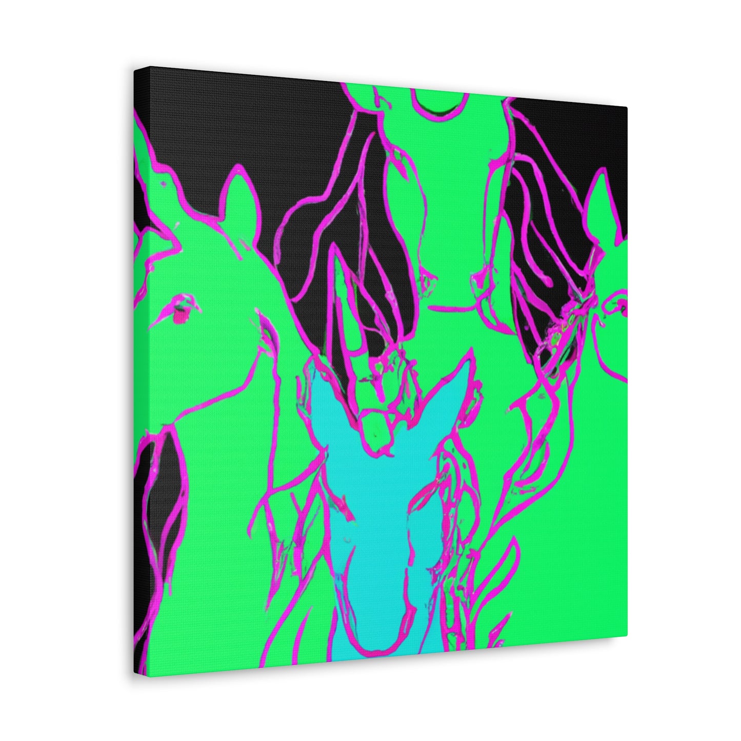 "Fantasy of Neon Lights" NEON Unicorns Art Canvas