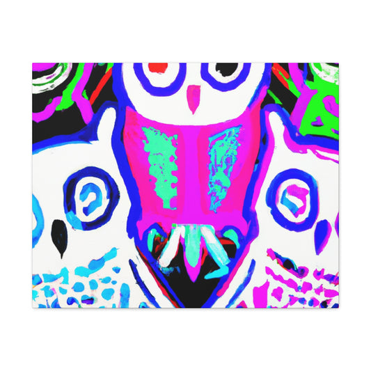 Neon Nocturnal Nuzzlers NEON Owls Art Canvas