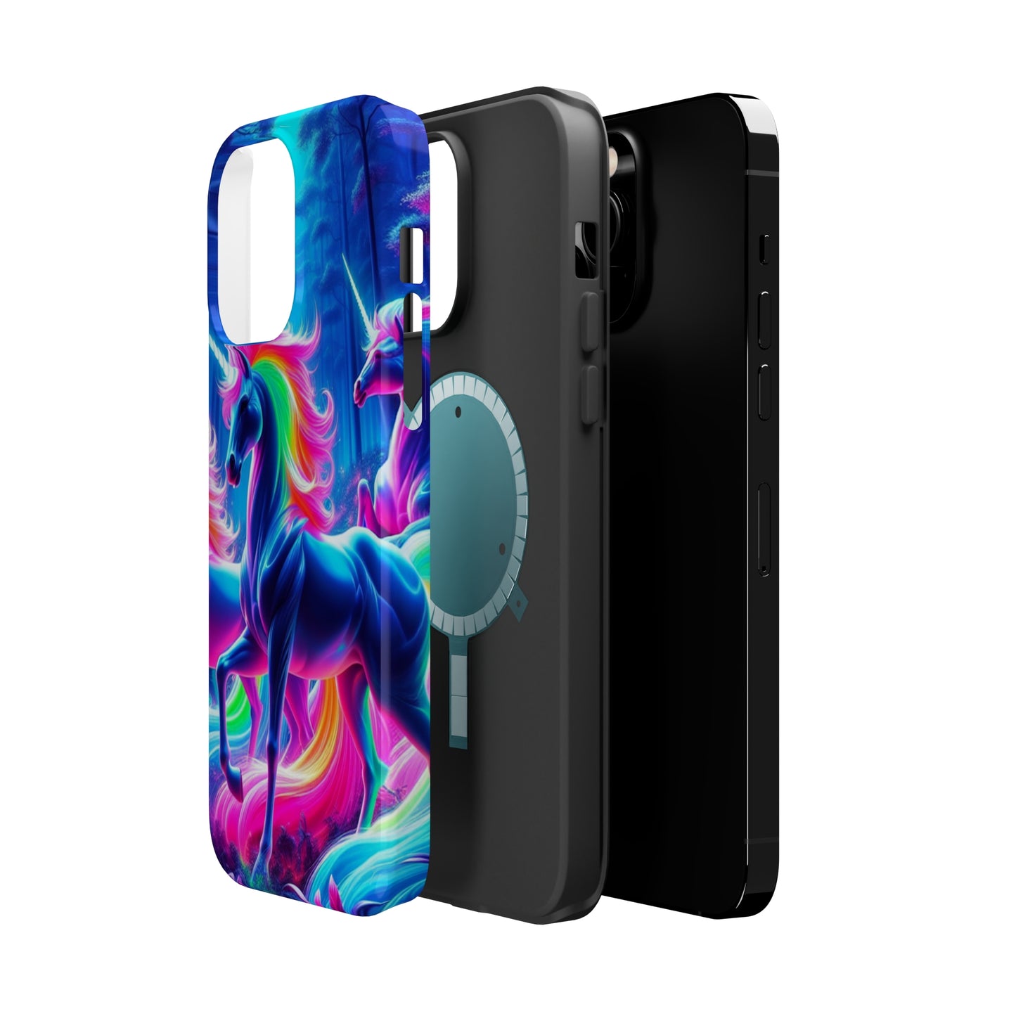 NeonNocturnals Neon Unicorns Premium Art Magsafe Magnet Tough IPhone 13 14 15 Pro Plus Max and Mini in Matte and Glossy Phone cases