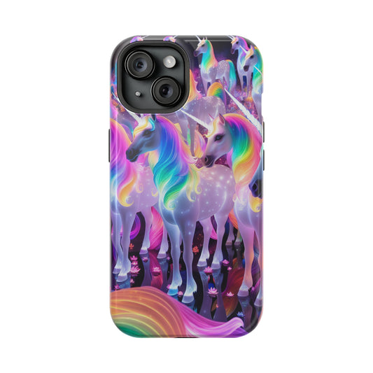 Neon Wonderland Unicorns Neon Unicorns Premium Art Magsafe Magnet Tough IPhone 13 14 15 Pro Plus Max and Mini in Matte and Glossy Phone cases