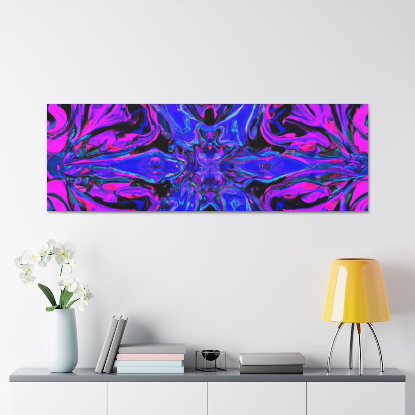 Vivid Trancendent Neon Dimensions. Trippy Infinity Patterns Art Canvas