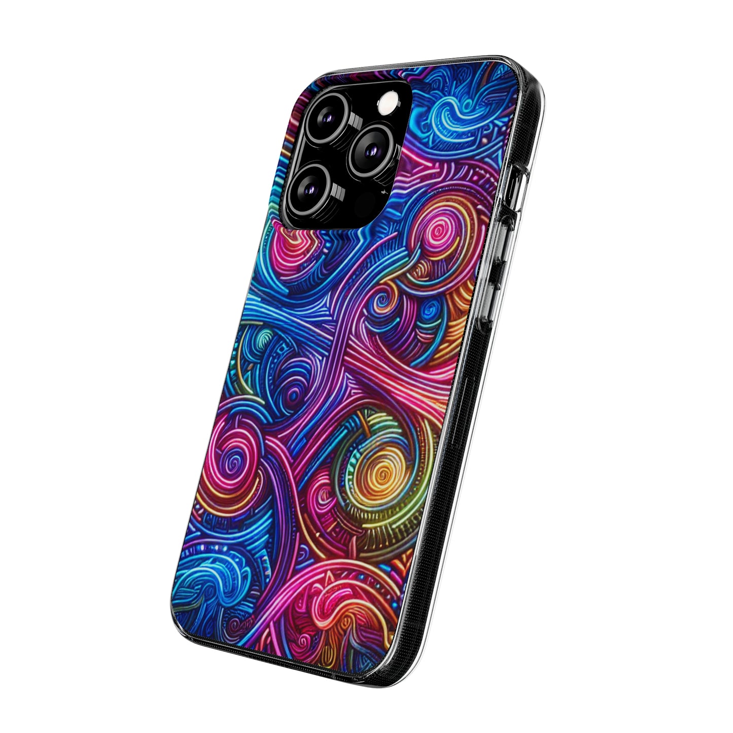 Vibrant Trippy Neon Infinity Ripples. Infinity Patterns Art Polycarbonate Phone Case Samsung Galaxy s21 s22 Google Pixel 6 Iphone 11 12 13 14 Pro Max Mini Plus