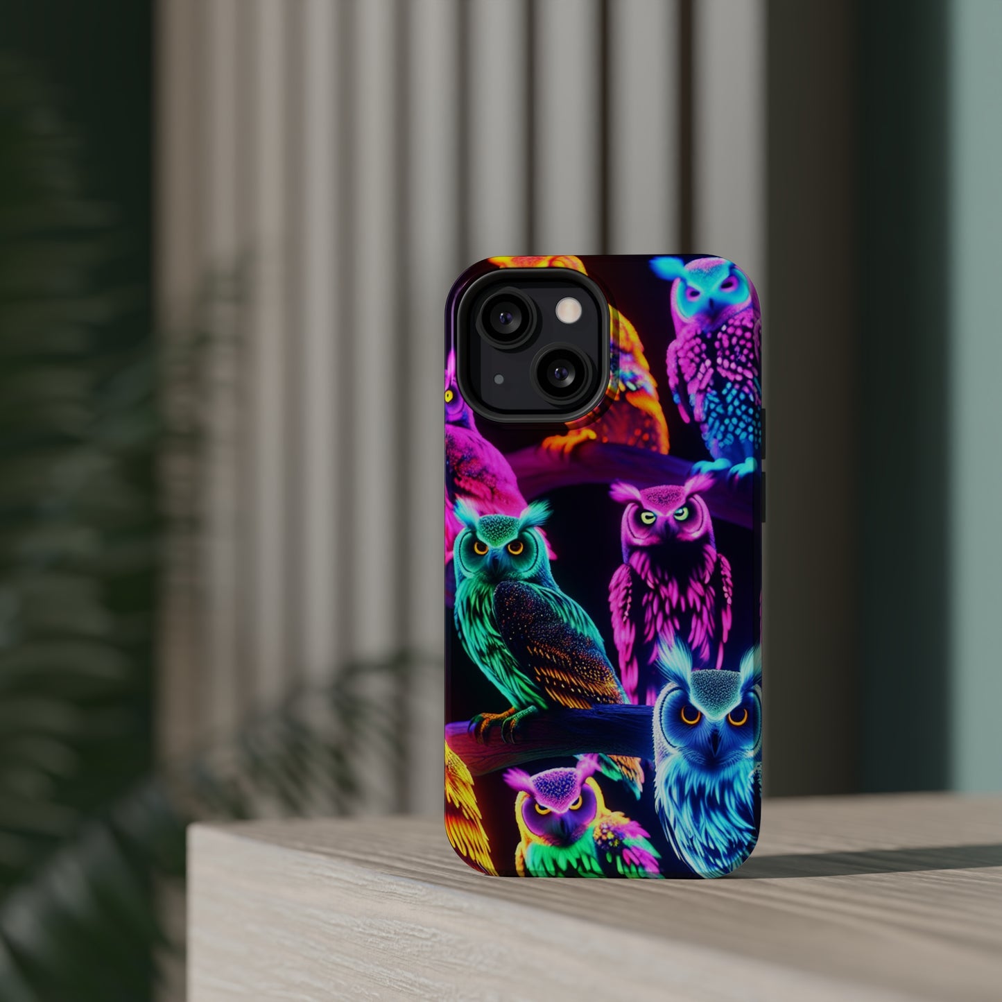 Neon Night Owls. Neon Owls Premium Art Magsafe Magnet Tough IPhone 13 14 15 Pro Plus Max and Mini in Matte and Glossy Phone cases