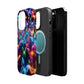 "Neon Flutterburst" Neon Butterflies Premium Art Magsafe Magnet Tough IPhone 13 14 15 Pro Plus Max and Mini in Matte and Glossy Phone cases