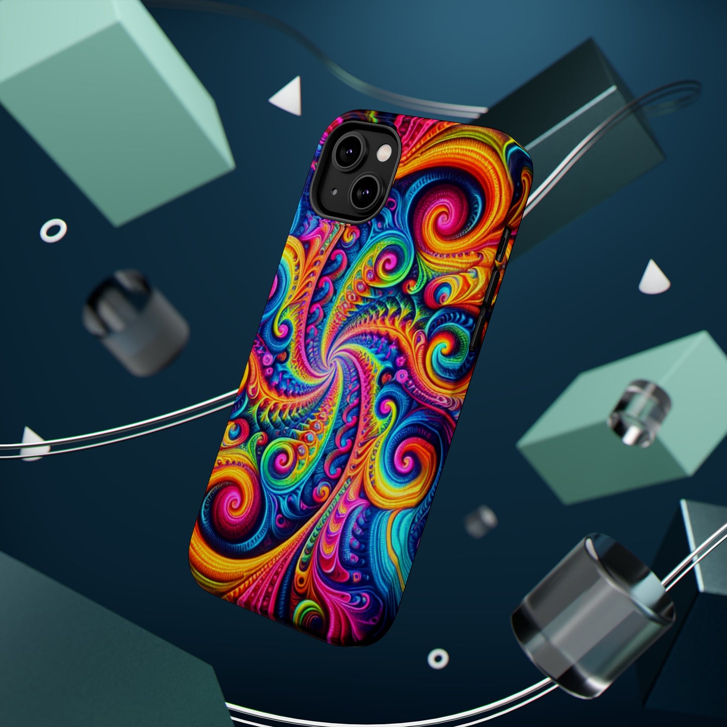 Trip-Infinite Radiance Neon Trippy Infinity Patterns Premium Art Magsafe Magnet Tough IPhone 13 14 15 Pro Plus Max and Mini in Matte and Glossy Phone cases