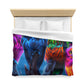 Adolphus van Borcken - NEON Owls Microfiber Duvet Cover