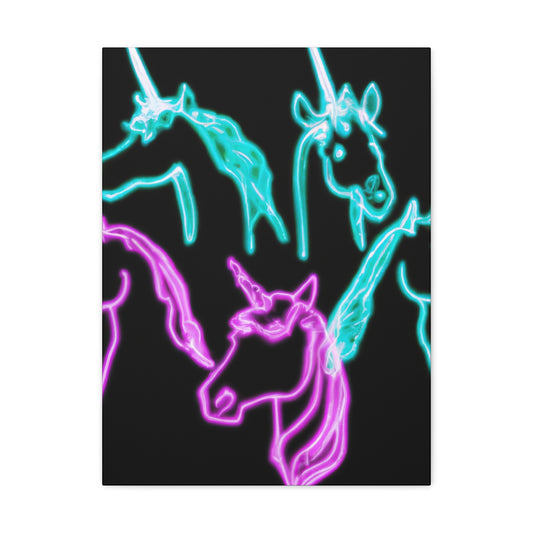 'Neon Unicorn Pod' NEON Unicorns Art Canvas