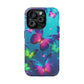 Vivid Glinting Neon Butterflies Neon Butterflies Premium Art Magsafe Magnet Tough IPhone 13 14 15 Pro Plus Max and Mini in Matte and Glossy Phone cases