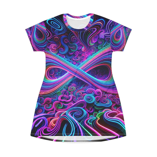 Vivid Neon Infinitude. Infinity Patterns Womans T Shirt Dress