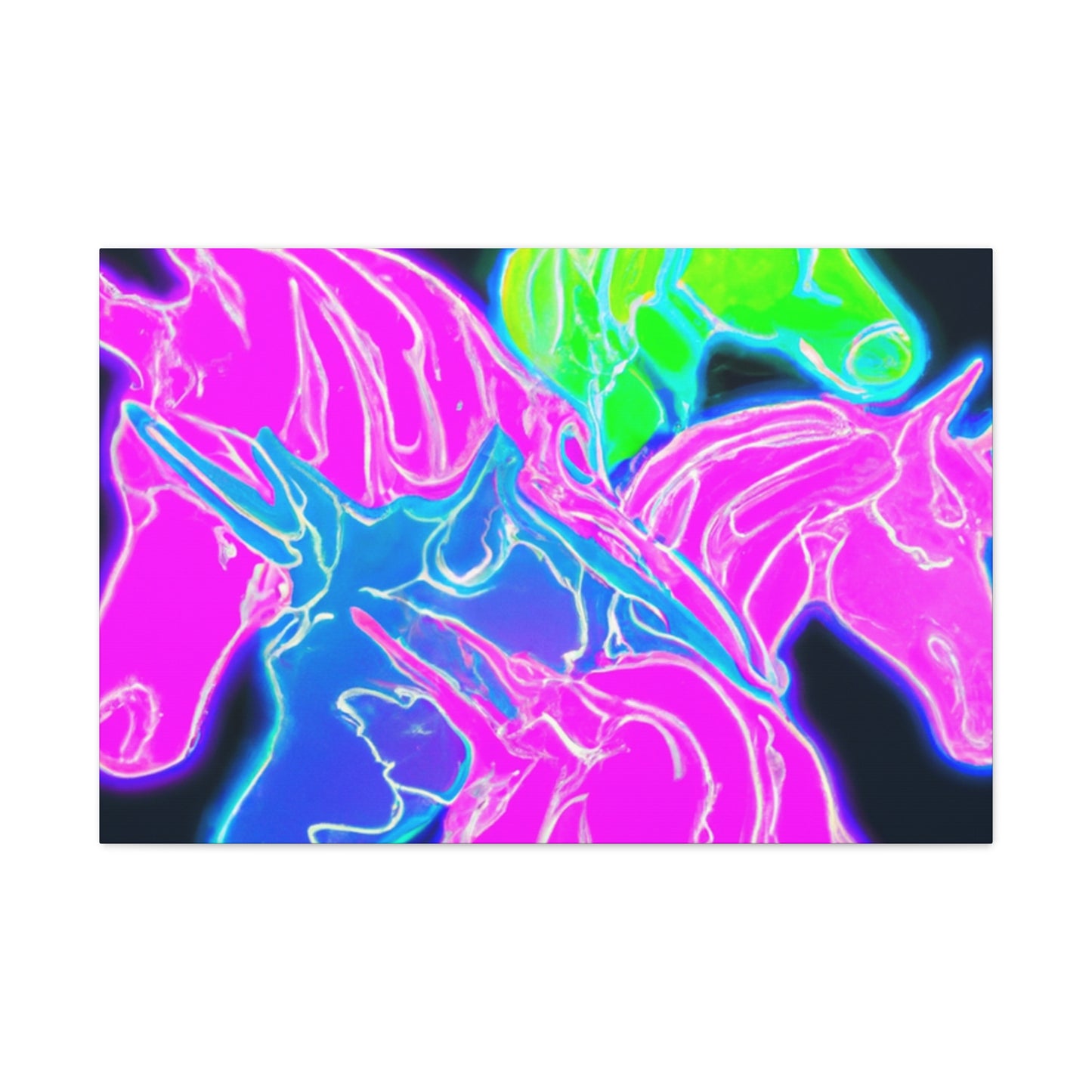 Neon Flurry Unicorns. NEON Unicorns Art Canvas