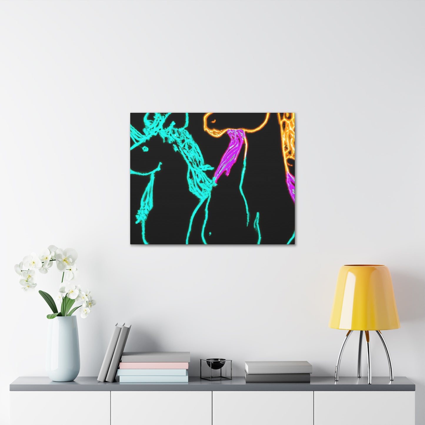 "Neon Splendour of Unicorns" NEON Unicorns Art Canvas