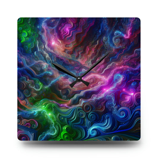 Neon Infinity Vortex. Infinity Patterns Art Acrylic Clock