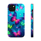 Vivid Glinting Neon Butterflies Neon Butterflies Premium Art Magsafe Magnet Tough IPhone 13 14 15 Pro Plus Max and Mini in Matte and Glossy Phone cases