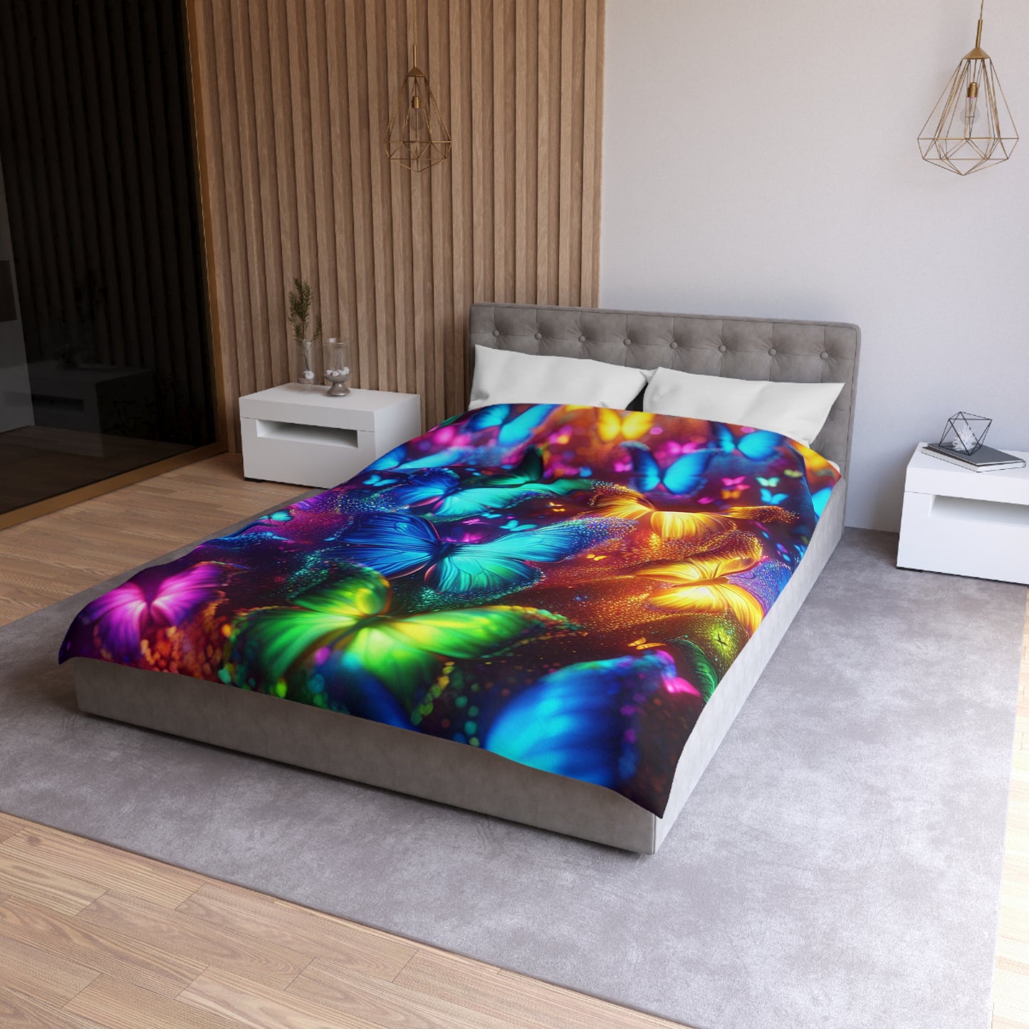 Giovanni da San Gimignano - NEON Butterflies Microfiber Duvet Cover