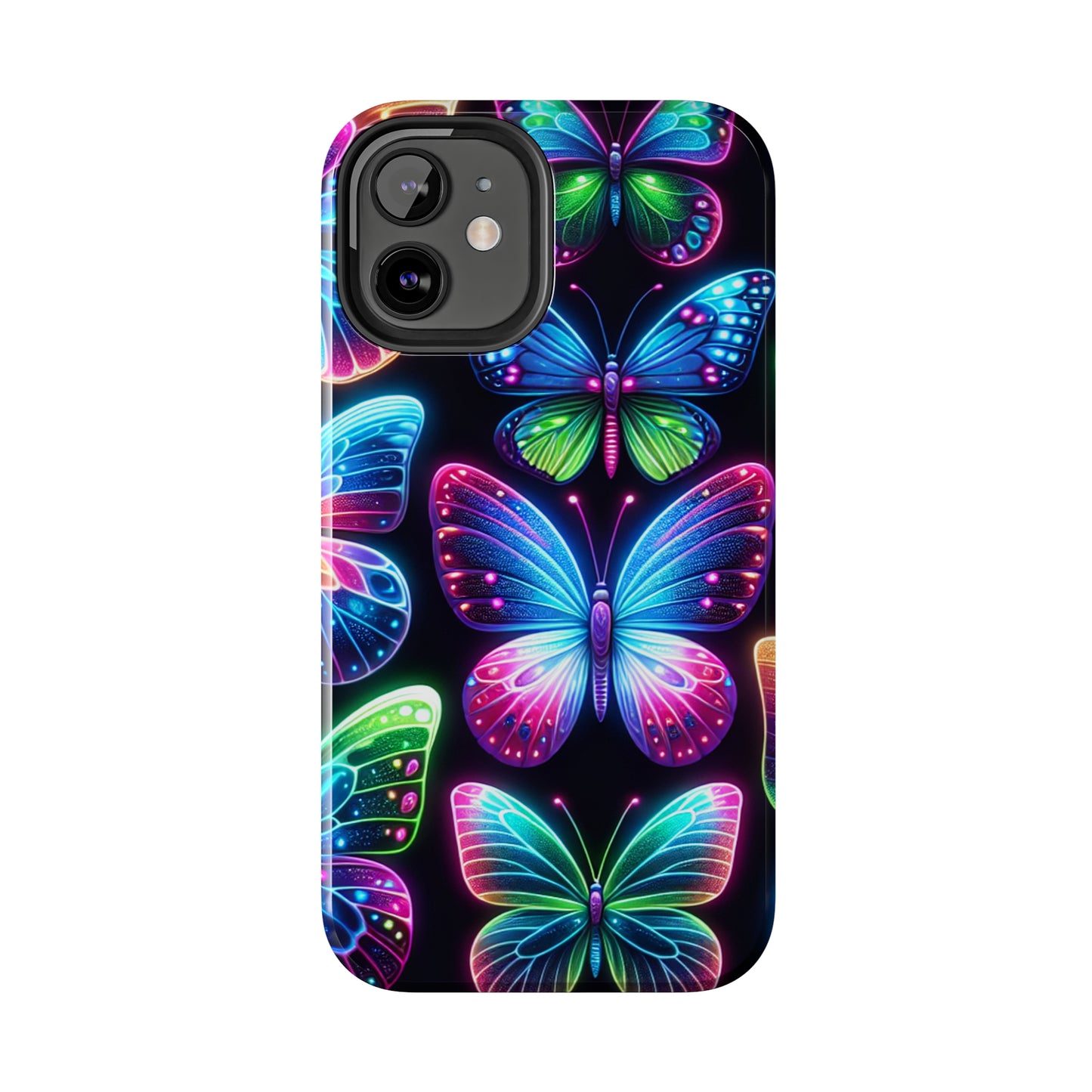 "Dance of the Neon Butterflies" NEON Butterflies Tough Phone Case Iphone 6 7 8 9 10 11 12 13 14 SE X XR XS Pro Max Mini Plus
