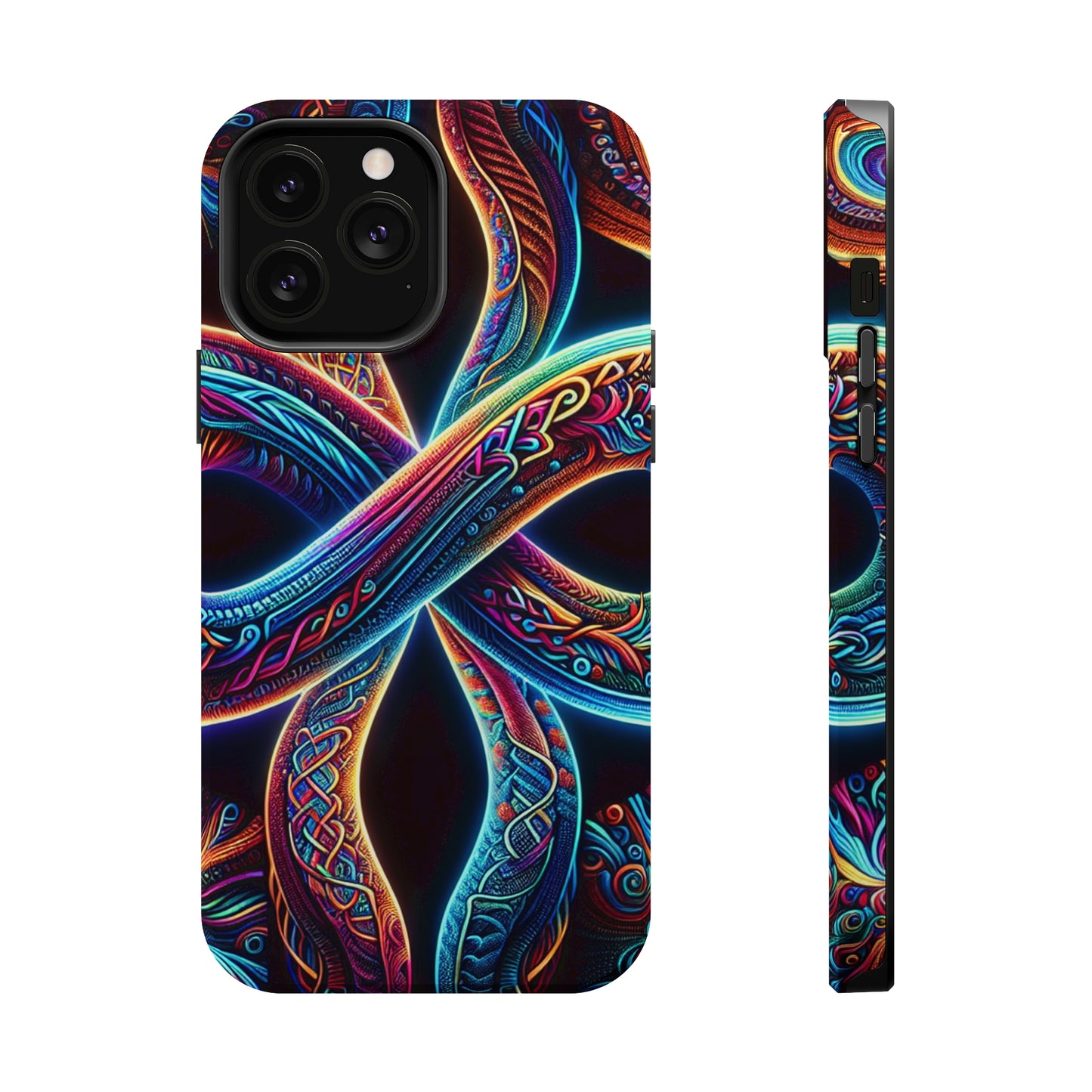 Vibrant Infinity Nocturne Neon Trippy Infinity Patterns Premium Art Magsafe Magnet Tough IPhone 13 14 15 Pro Plus Max and Mini in Matte and Glossy Phone cases