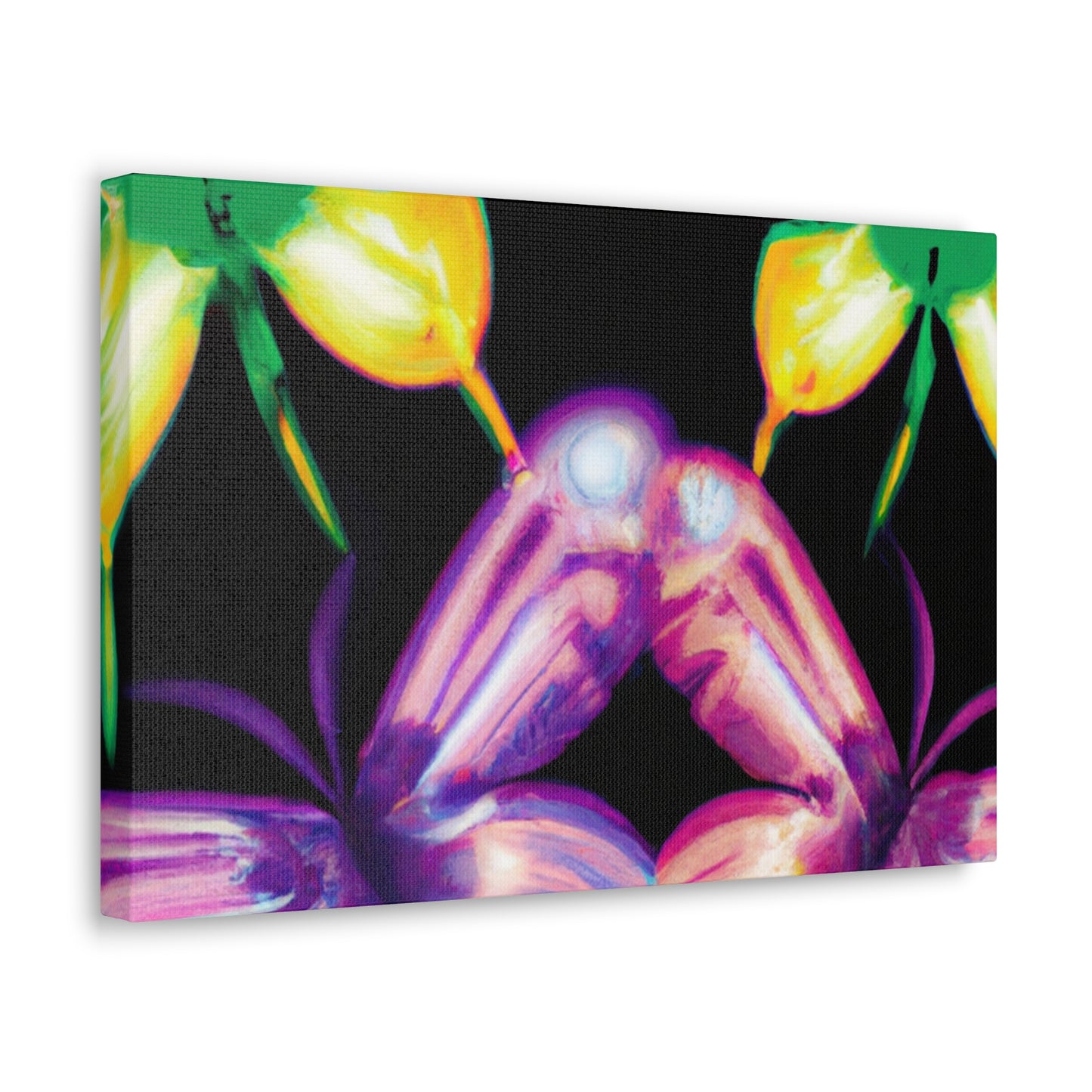 'Neon Flutter Skies' Neon Butterflies  Art Canvas