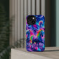 "Unicorn Prism" Neon Unicorns Premium Art Magsafe Magnet Tough IPhone 13 14 15 Pro Plus Max and Mini in Matte and Glossy Phone cases