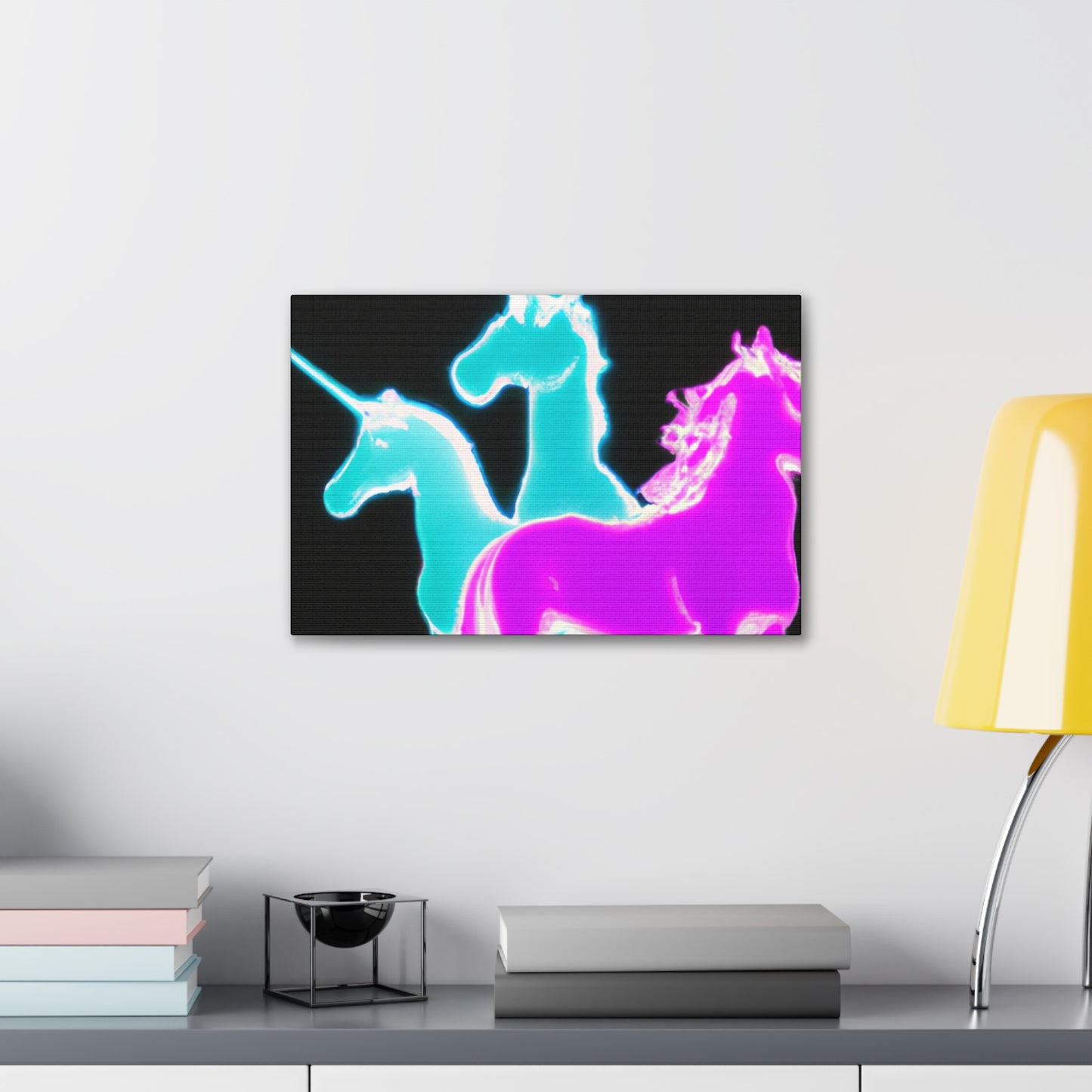 "Neonicorn Symphony" NEON Unicorns Art Canvas