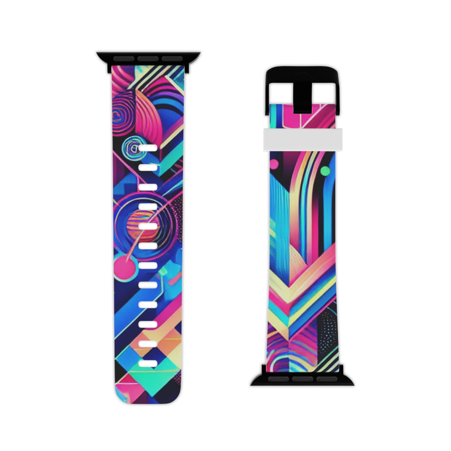 "Neon Glitchscape" - Trippy Infinity Patterns Iwatch Band