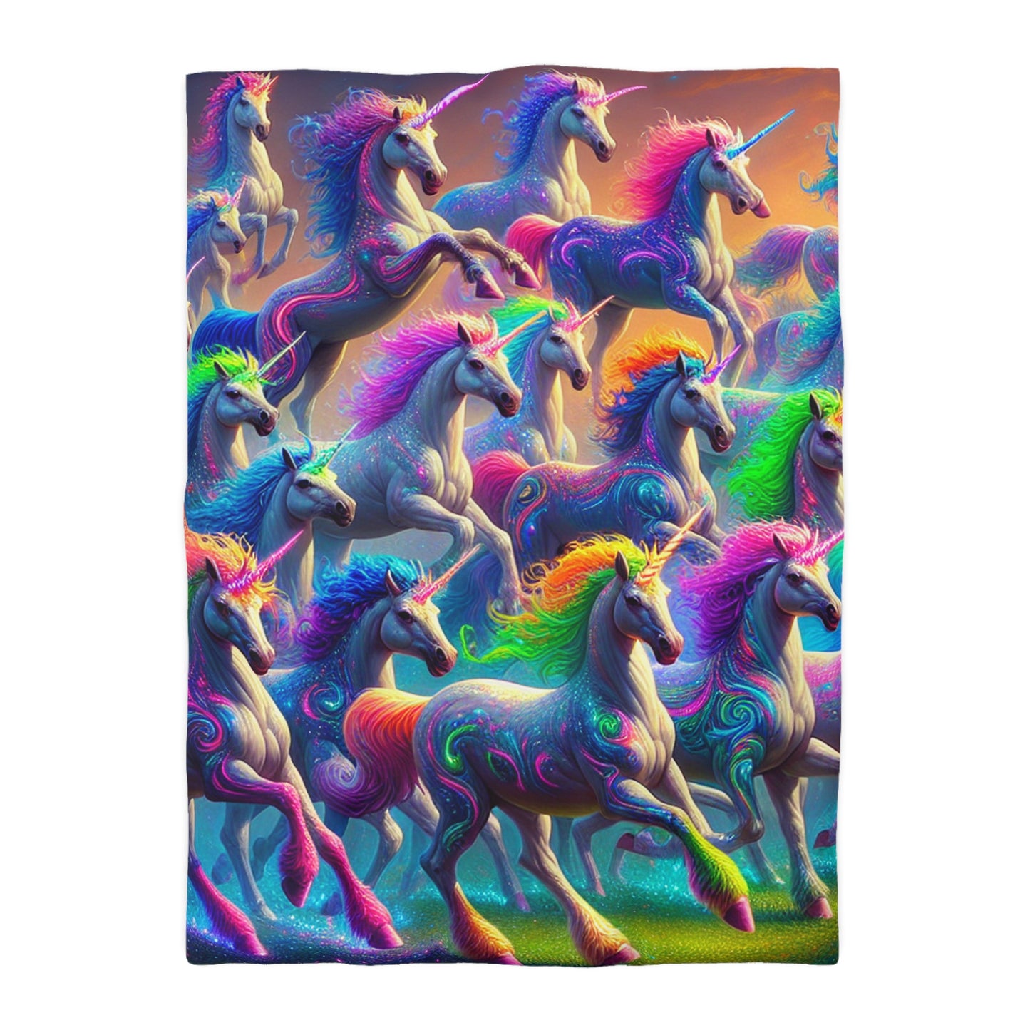Pietro Romano - NEON Unicorns Microfiber Duvet Cover