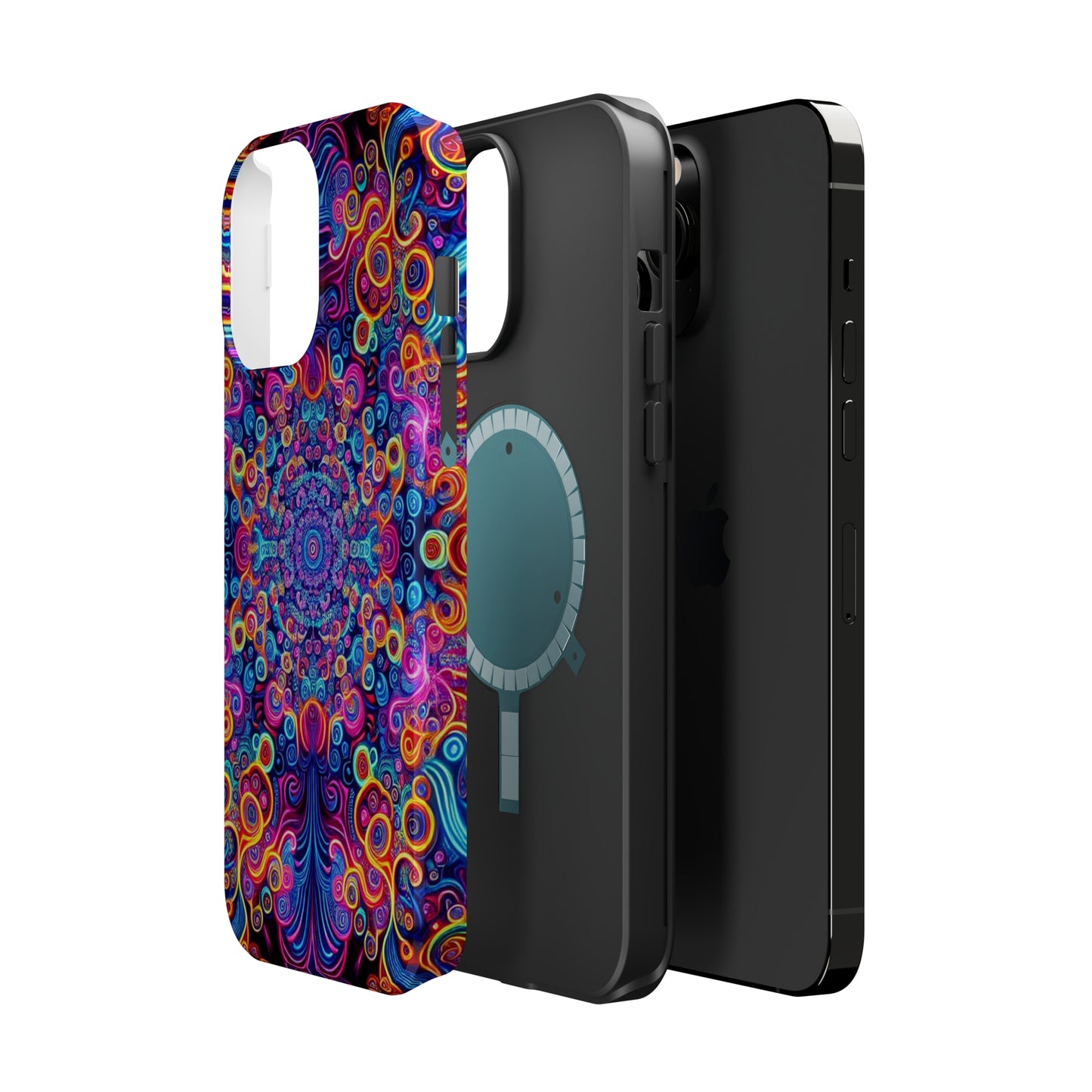 Vibrant Infinity Aurora. Neon Trippy Infinity Patterns Premium Art Magsafe Magnet Tough IPhone 13 14 15 Pro Plus Max and Mini in Matte and Glossy Phone cases
