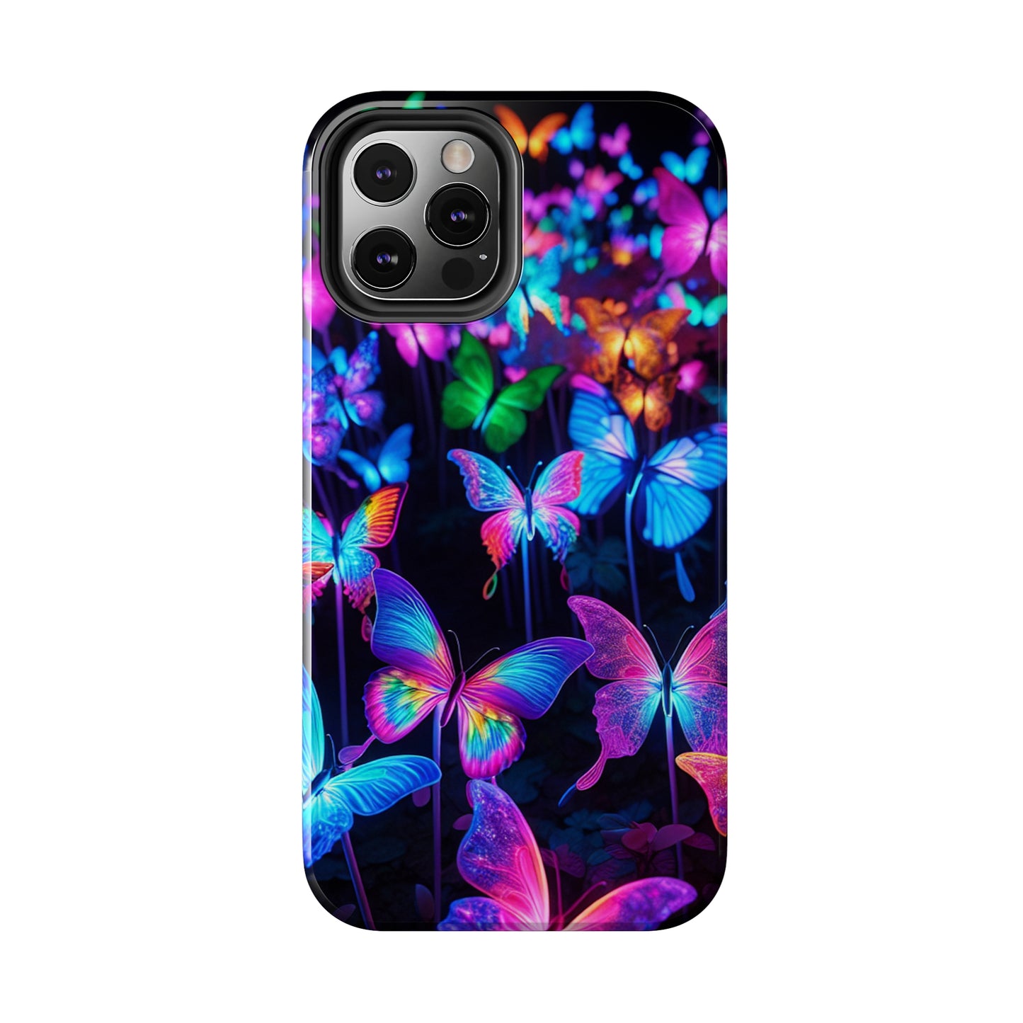 "Neon Flutterby Lights" NEON Butterflies Tough Phone Case