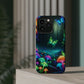 Neon Nocturne. Neon Butterflies and Mushrooms Premium Art Magsafe Magnet Tough IPhone 13 14 15 Pro Plus Max and Mini in Matte and Glossy Phone cases