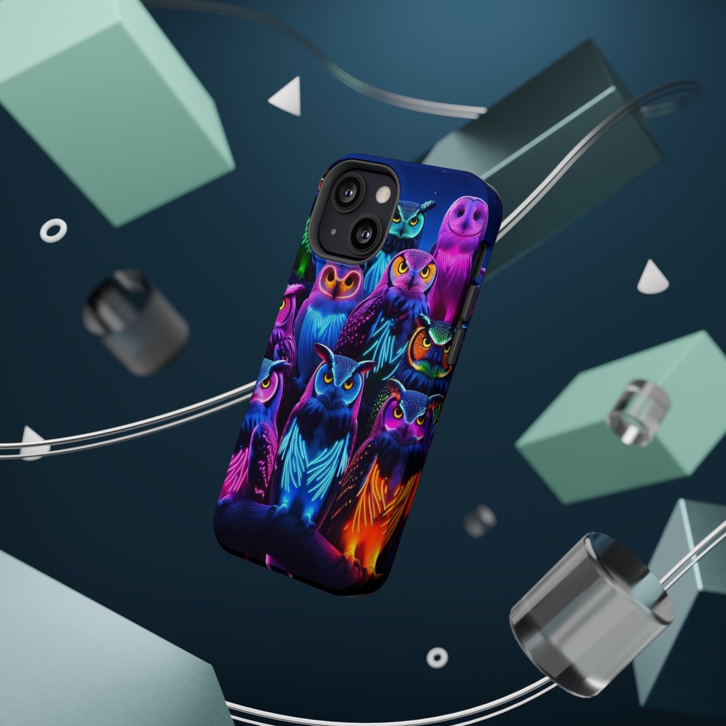 Neon Nocturne Owls. Neon Owls Premium Art Magsafe Magnet Tough IPhone 13 14 15 Pro Plus Max and Mini in Matte and Glossy Phone cases