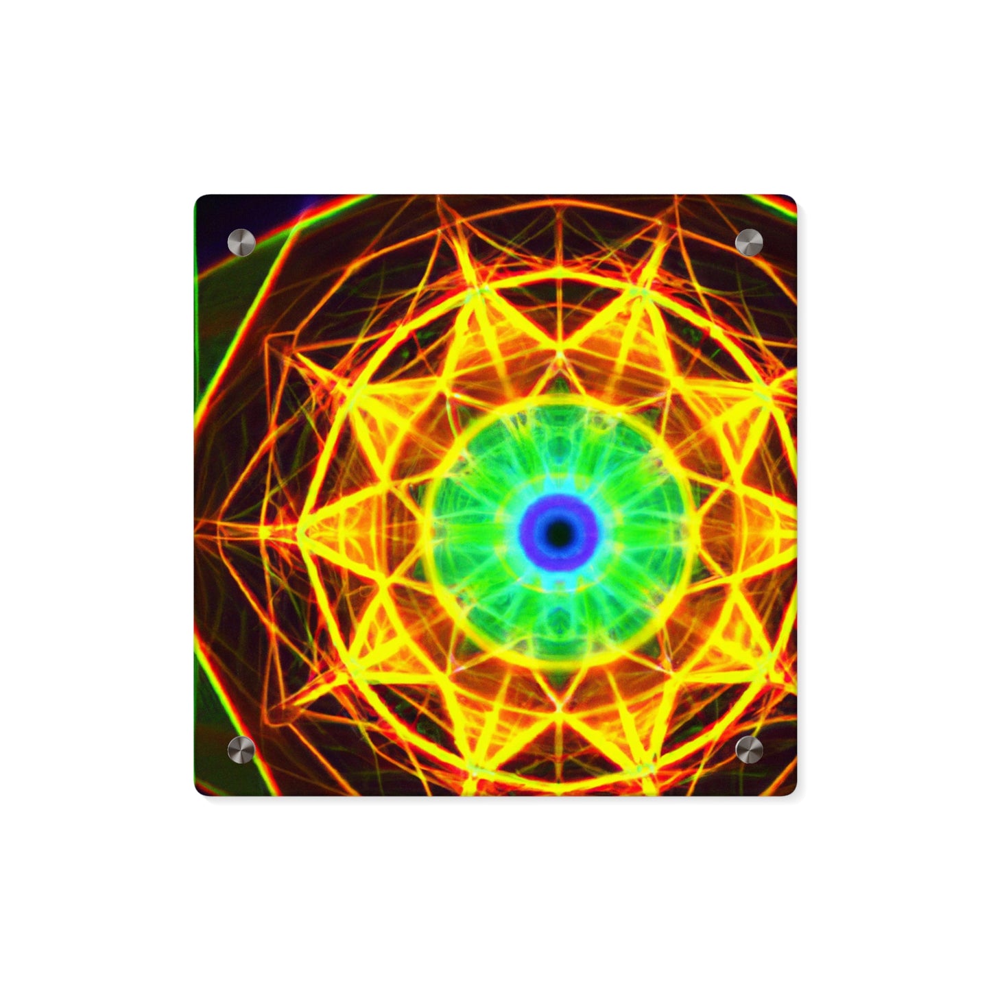 Electric Cosmos Oasis Trippy Infinity Patterns Acrylic Art Panel