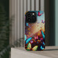 "Neon Butterfly Blooms" Neon Butterflies Premium Art Magsafe Magnet Tough IPhone 13 14 15 Pro Plus Max and Mini in Matte and Glossy Phone cases