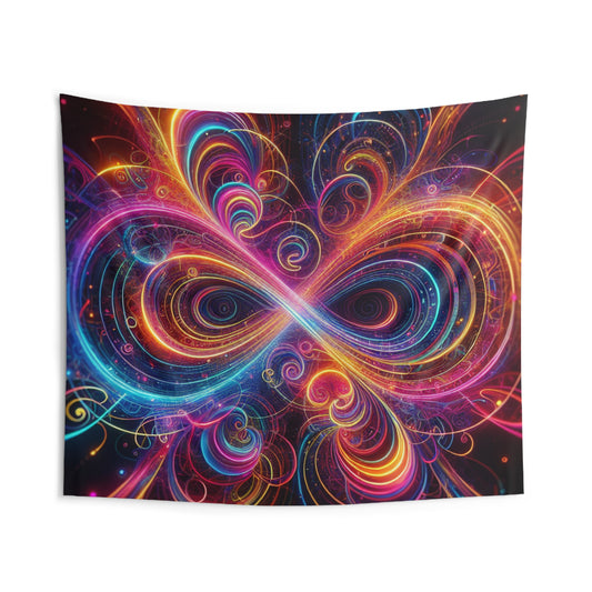 Vibrant Trippy Neon Infinty Splatter Infinity Patterns Art Tapestry