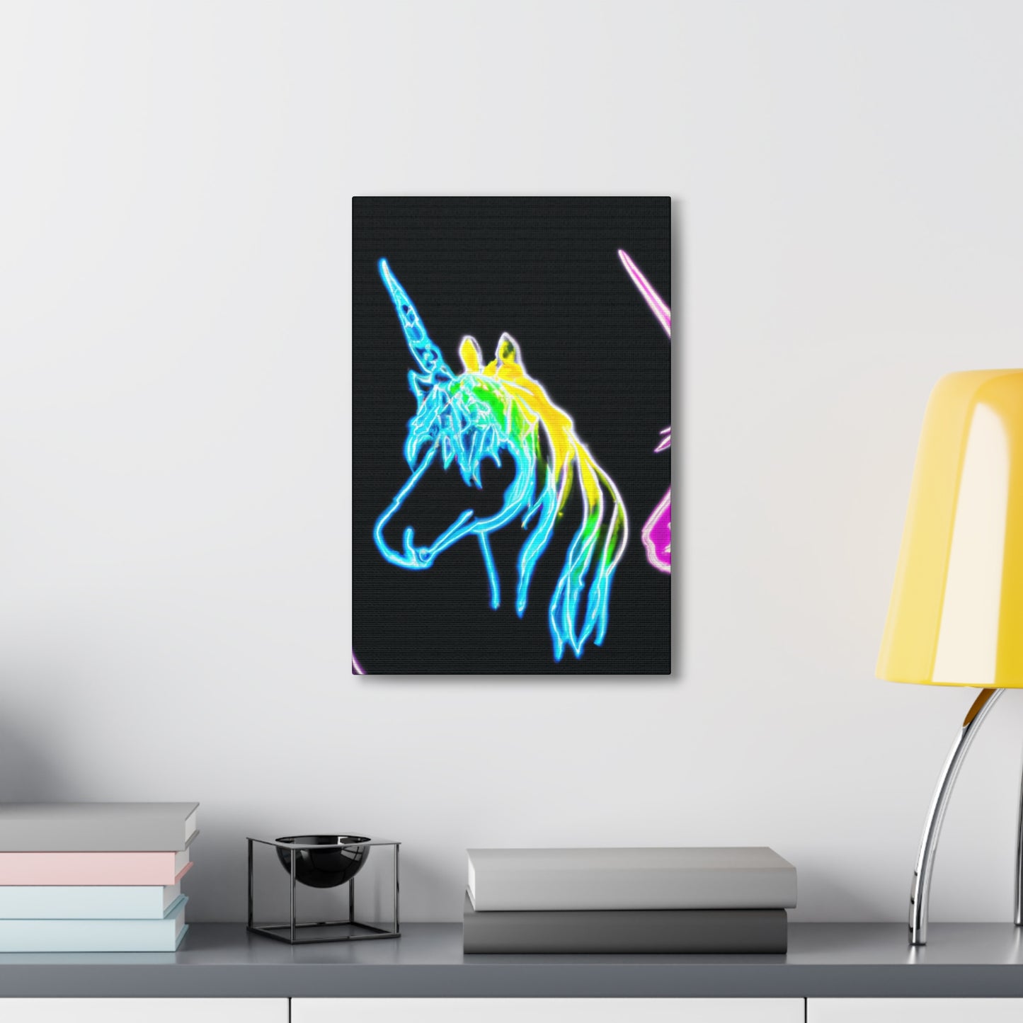"The Glowing Rainbow Herd" NEON Unicorns Art Canvas