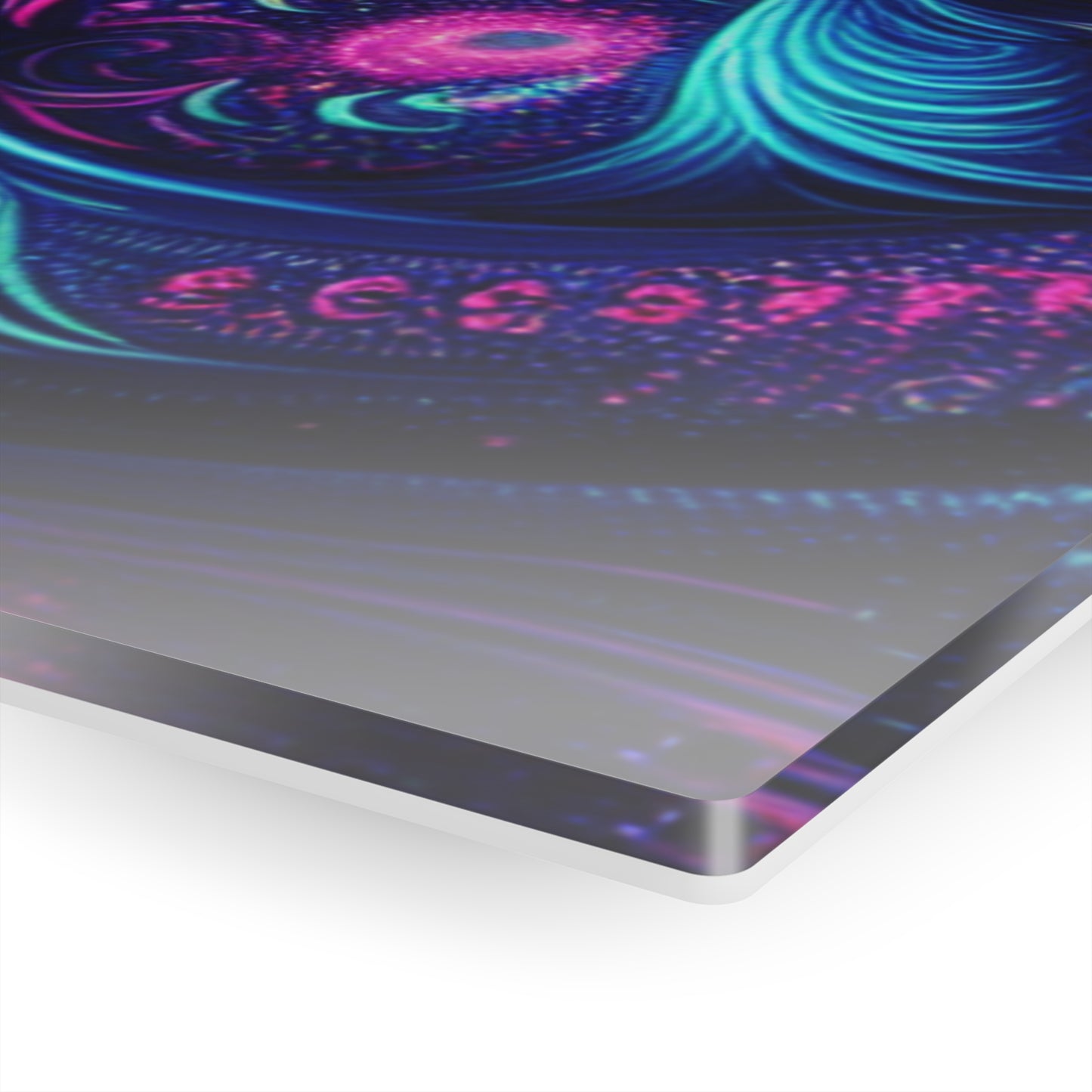 Vibrant Neon Infinity Fractalization. Trippy infity Pattern 1/4" Glossy Acrylic Art