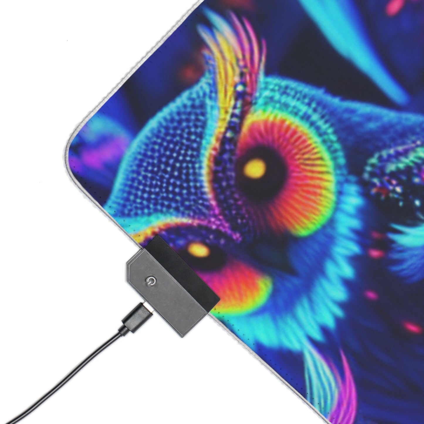 Electric Owl Illumination. NEON Owls Art LED Mousepad